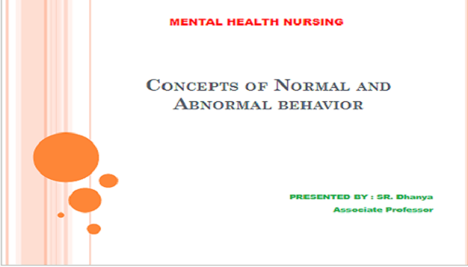 Concepts of Normal and Abnormal behavior