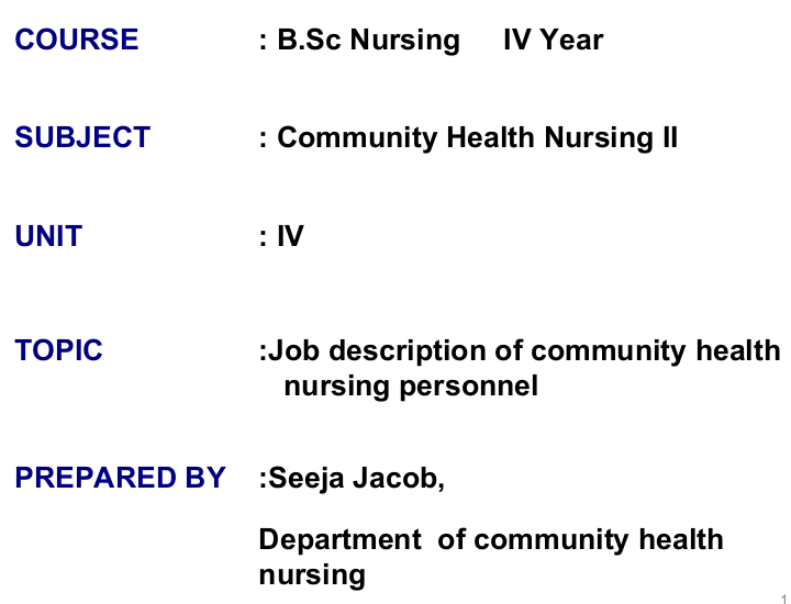 Community Health Nursing