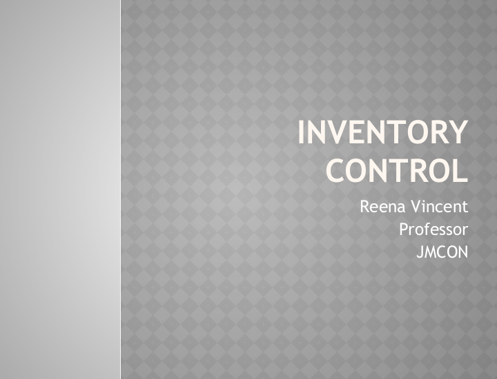 Inventory Control